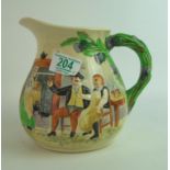 Crown Devon Fieldings embossed jug Auld Lang Syne: height 17.5cm (missing musical movement)