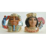 Royal Doulton pair of Small Character Jugs Tutankhamen D7127 and Ankhesenamun D7128: both limited