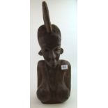 A carved wooden African lady bust: Height 56cm