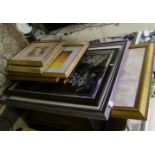 A collection of various modern prints: together with a framed tapestry and Casella cigar cards (10)