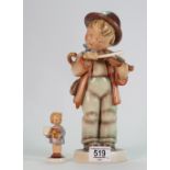 Goebel large figure of boy playing violin 2-11, height 28cm together with a smaller figure.