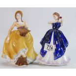 Royal Doulton lady figure Laura HN3136 and Coalport lady Constance: (2)