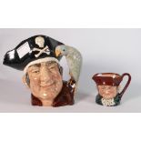 Royal Doulton large character jug Long John Silver D6335: and small Old Charley(2)