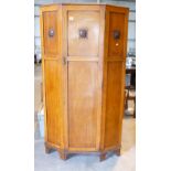 1930's Golden Oak Hall Wardrobe: