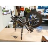 Antique spinning wheel: with various attachments.