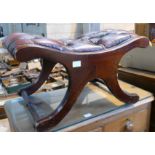 Reproduction Ox Blood Leather Stool: