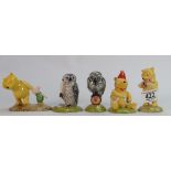 Royal Doulton Winnie the Pooh figures to include: Pooh & The Party Hat, The Windy Day,