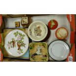 A mixed collection of items to include: Spode boxed plate, Carltonware storage pot,