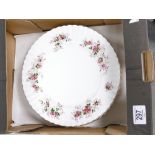 A collection of Royal Albert dinner plates including Lavender Rose,