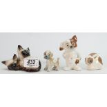 A collection ceramic animals to include: Cats Dogs and Rabbits(4)