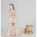 Coalport Lady Figure Jaqueline: together with Country Artists Cat Figure,