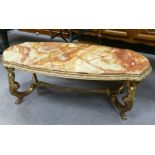 Brass Effect Alabaster topped Italian Mid Century Coffee Table: