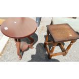 Reproduction mahogany small table: and similar oak item(2)