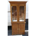 Reproduction 2 door oak display cabinet: