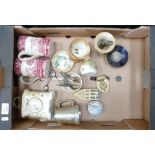 A mixed collection of items to include: Spode Commemorative tankards,