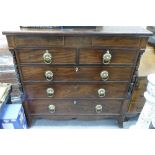Early 19th Century Mahogany Inlaid Chest of 5 Drawers on bracket feet: Veneer missing from top,