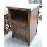 Oak priory style bedside cabinet: height 66cm width 44cm depth 37cm