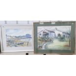 Two mid Century framed landscaped watercolours: signed E Howell and J Duguid (2)