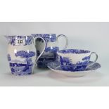 Spode Italian patterned oversized cup & saucer: together with 2 similar jugs