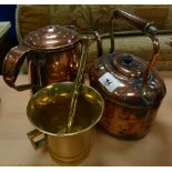 A collection of Victorian Copper & Brass items including: mortal & pestle,