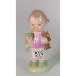 Shelley Mable Lucy Atwell Figure: of girl holding dolly and teddy bear, damaged,
