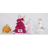 A mixed collection of figures to include: Coalport Amanda, Coaport Pumpkin,