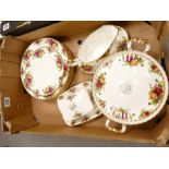 A collection of Royal Albert Old Country Roses pottery: to include dinner plates, tureen,