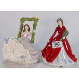 Royal Doulton Lady figures: Blossomtime HN5096 & Deck the Halls HN5606(2)