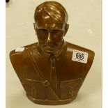 A large bronzed bust of Hitler: height 25cm