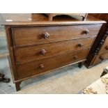 19th Mahogany Chest of 3 drawers: width 122cm