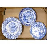 A collection of spode blue & white plates: including Italian and rural scenes items (7)