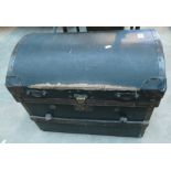 Dome Top Canvas on Wood Victorian Travel Trunk: width 89cm