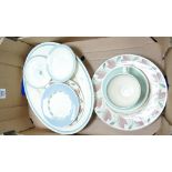 A mixed collection of Susie Cooper and similar dinner ware to include Dinner plates: cups, saucers,