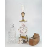 A mixed collection of items to include: ceramic lamp base,