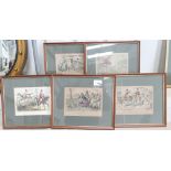 A collection of early 20th Century hunting theme prints: x 5