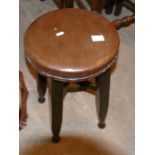 1930 Oak Bar Stool: with Leather top