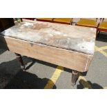 Victorian Pine Drop Leaf Table: distressed with one drawer missing