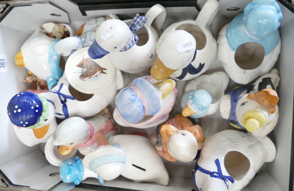 A collection of Novelty Duck Theme Pots and vases: