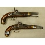 A pair of military type percussion pistols: length 40cm