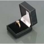 18ct gold ladies/Gents ring set with large cubic zirconia, size R/S, 6 grams.