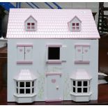Large Wooden Pink & White Childs Dolls House: