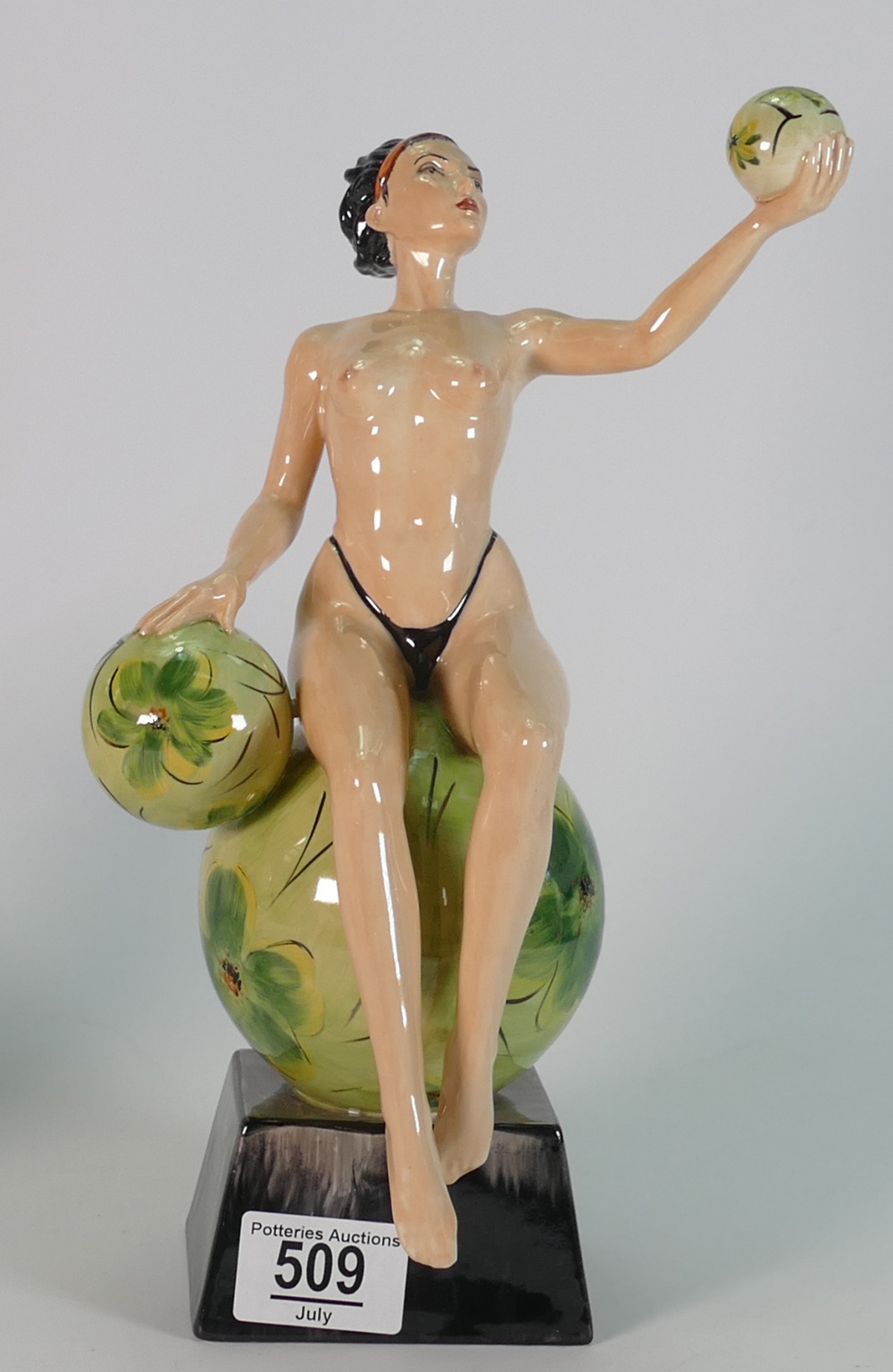 Kevin Francis erotic figure of seated lady holding balls: Marked edition 1 of 1,