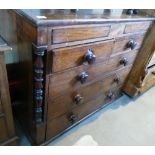 Victorian Mahogany Large chest of 5 drawers: secret drawers with missing feet,