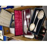A collection of Vintage Silver Plated Cutlery sets: comprising ornate fish knives,