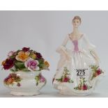 A collection of Royal Albert Old Country Roses pottery:to include floral fancy and figure Country