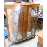 Walnut two Door Display Cabinet: height 124cm x width 92cm x depth 35cm