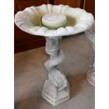 Concrete Large Fish Design Bird Bath Garden Ornament: height 82cm