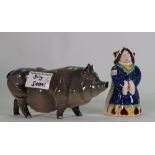 Royal Doulton Second Pig figure: together with Beswick Alice figure Queen of Hearts(2)