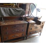1920's Oak Chest of Drawers: with matching dressing table(2)