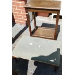 Oak Side Table: together with Queen Ann Legged stool(2)